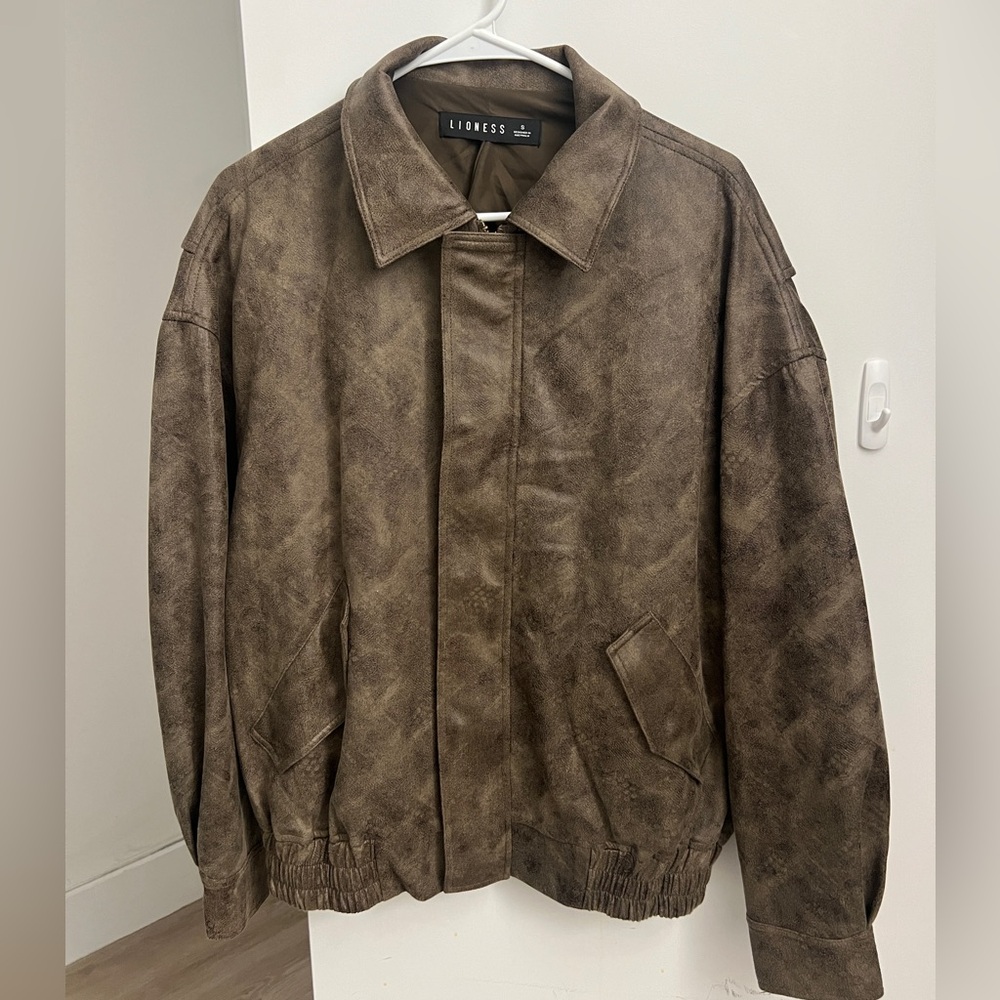 Lioness Kenny Faux Leather Bomber Jacket size S (oversized fit)